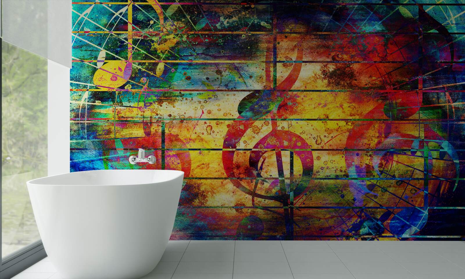 Fotobehang graffiti in de vorm van een vioolsleutel