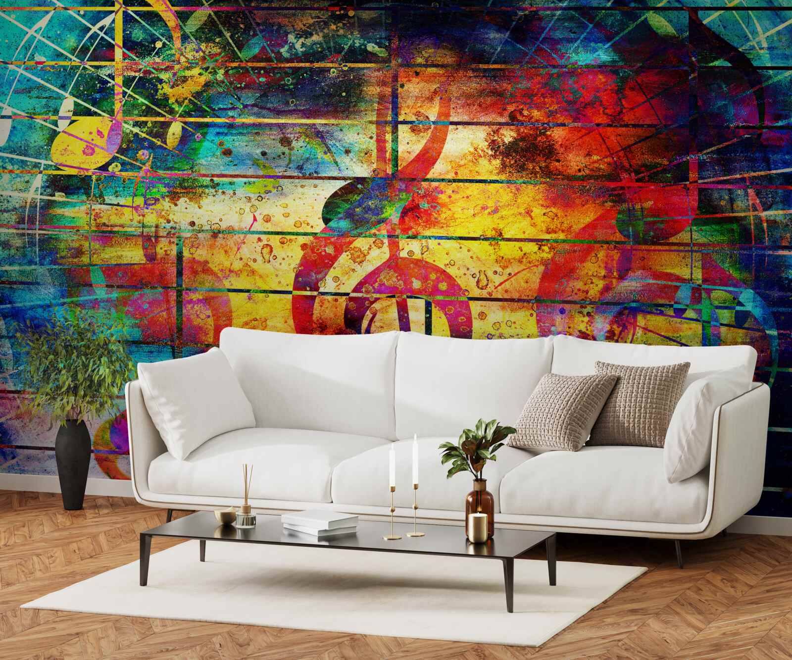 Fotobehang graffiti in de vorm van een vioolsleutel