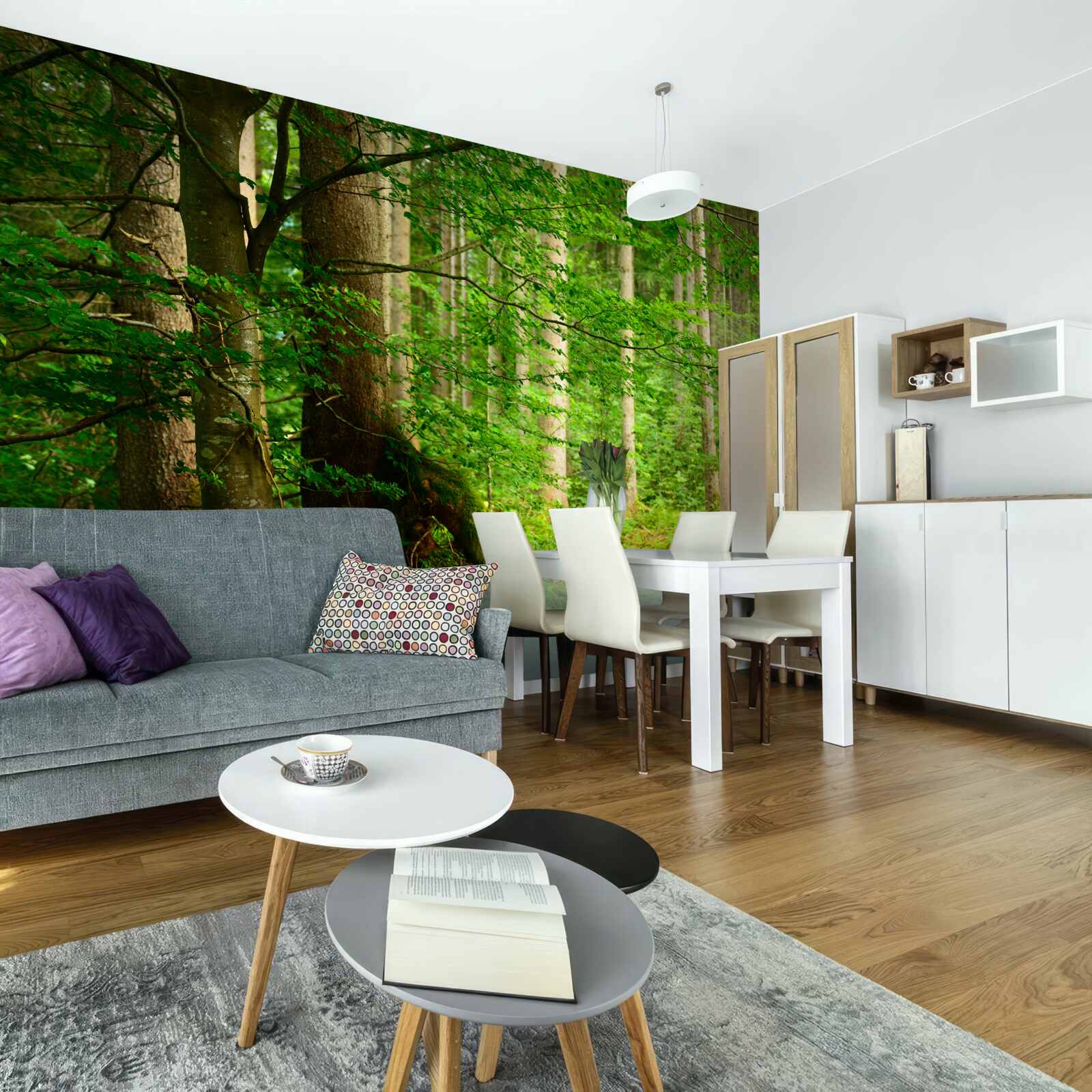 Fotobehang weelderig groen zomerbos