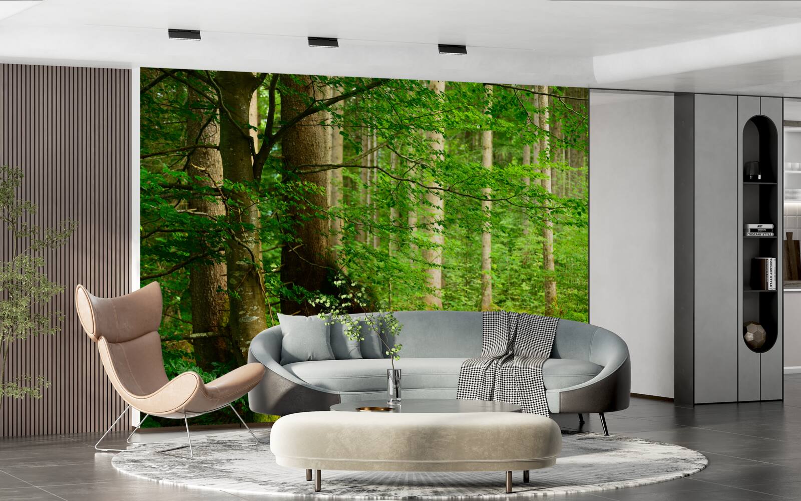 Fotobehang weelderig groen zomerbos