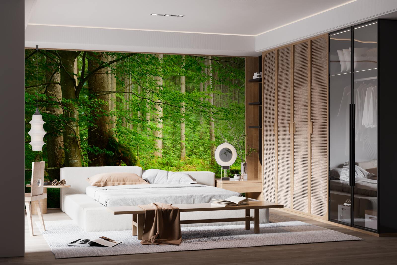 Fotobehang weelderig groen zomerbos