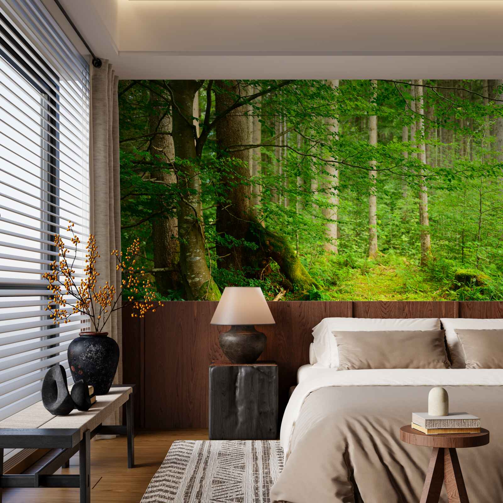 Fotobehang weelderig groen zomerbos