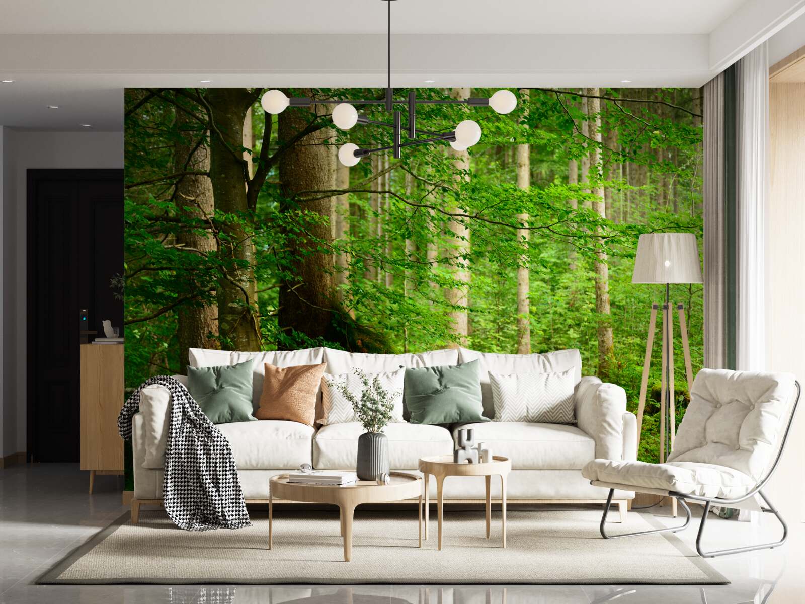 Fotobehang weelderig groen zomerbos