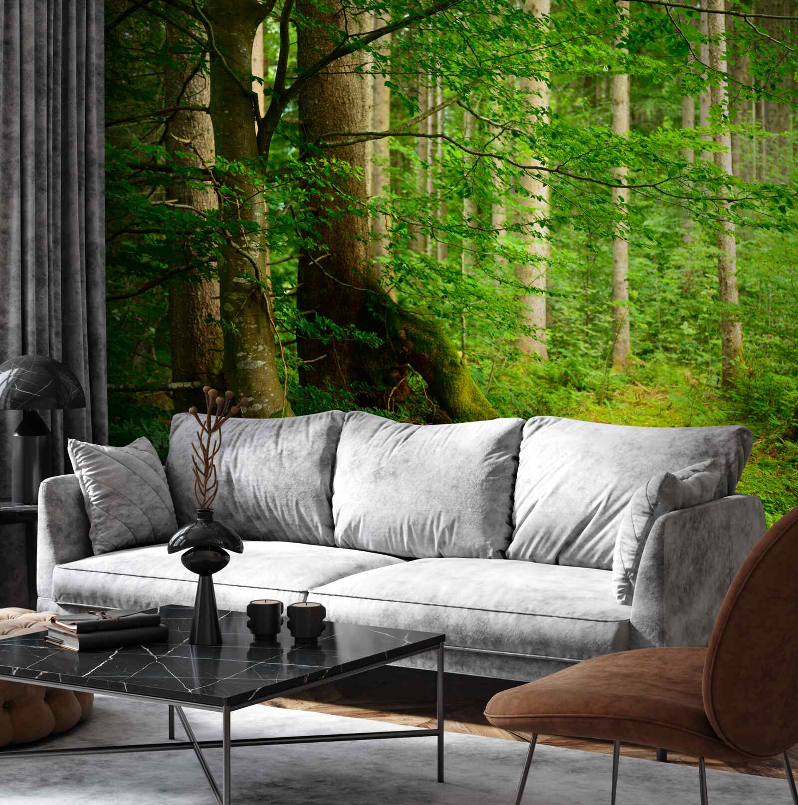 Fotobehang weelderig groen zomerbos