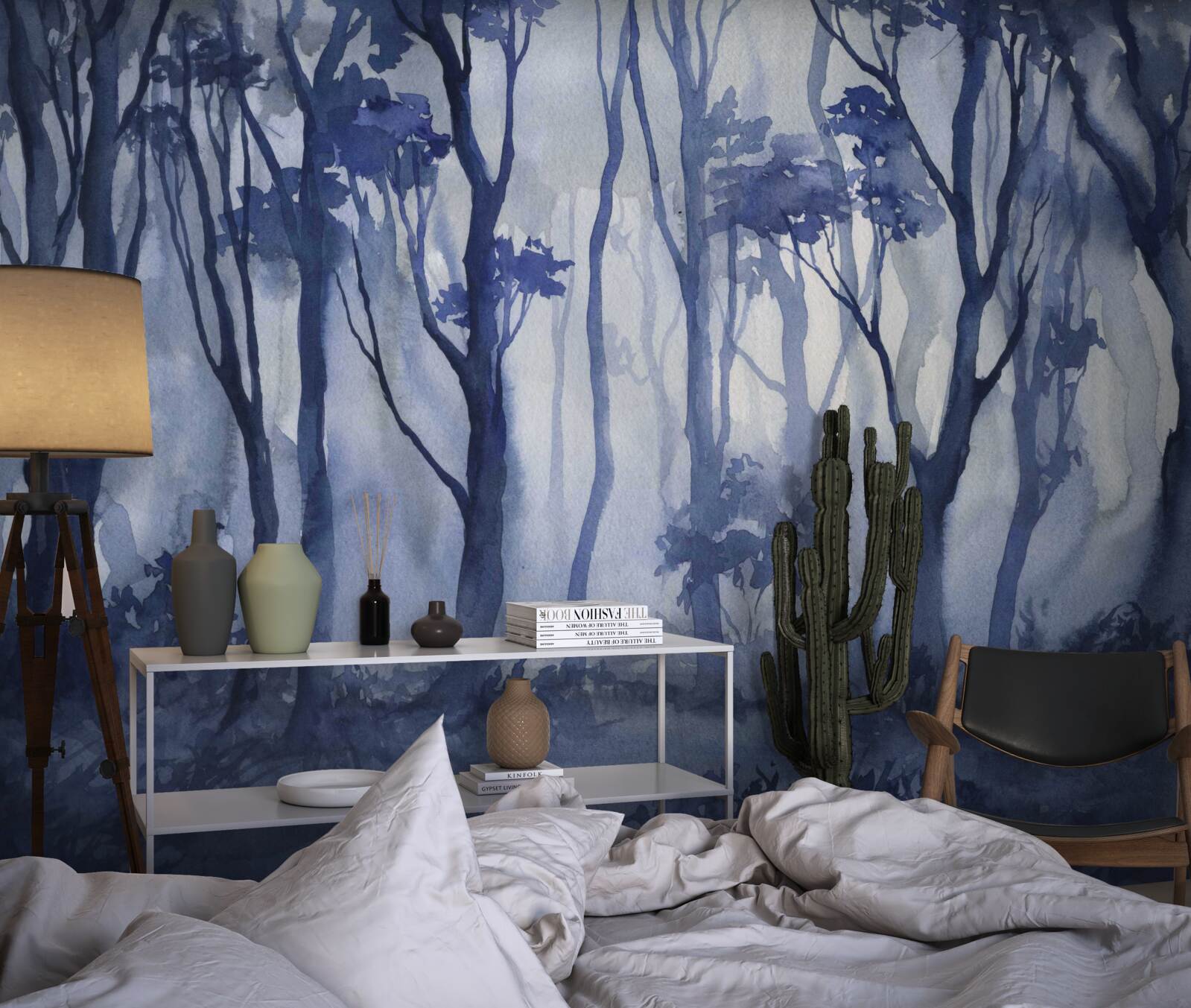 Fotobehang dichte mist in het bos