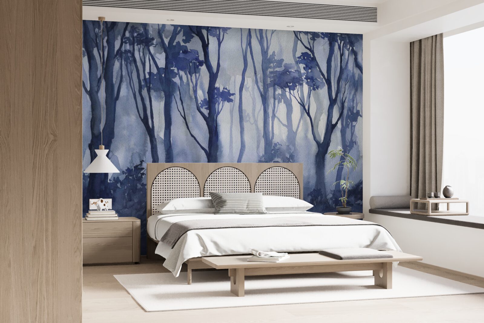 Fotobehang dichte mist in het bos