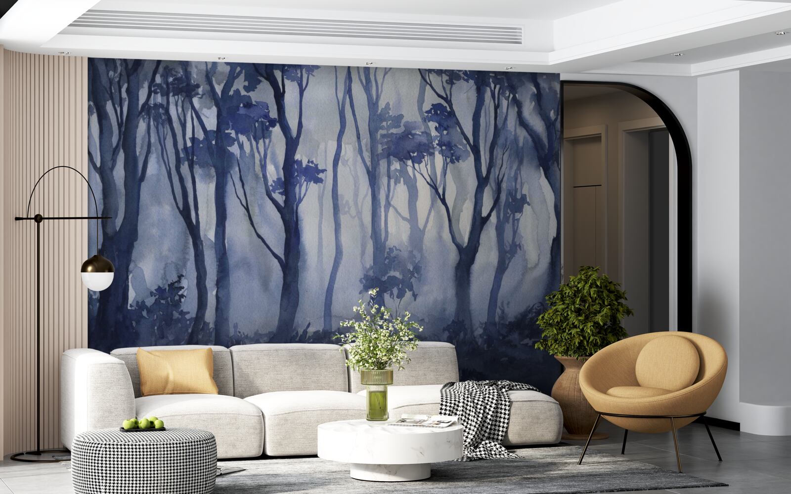 Fotobehang dichte mist in het bos