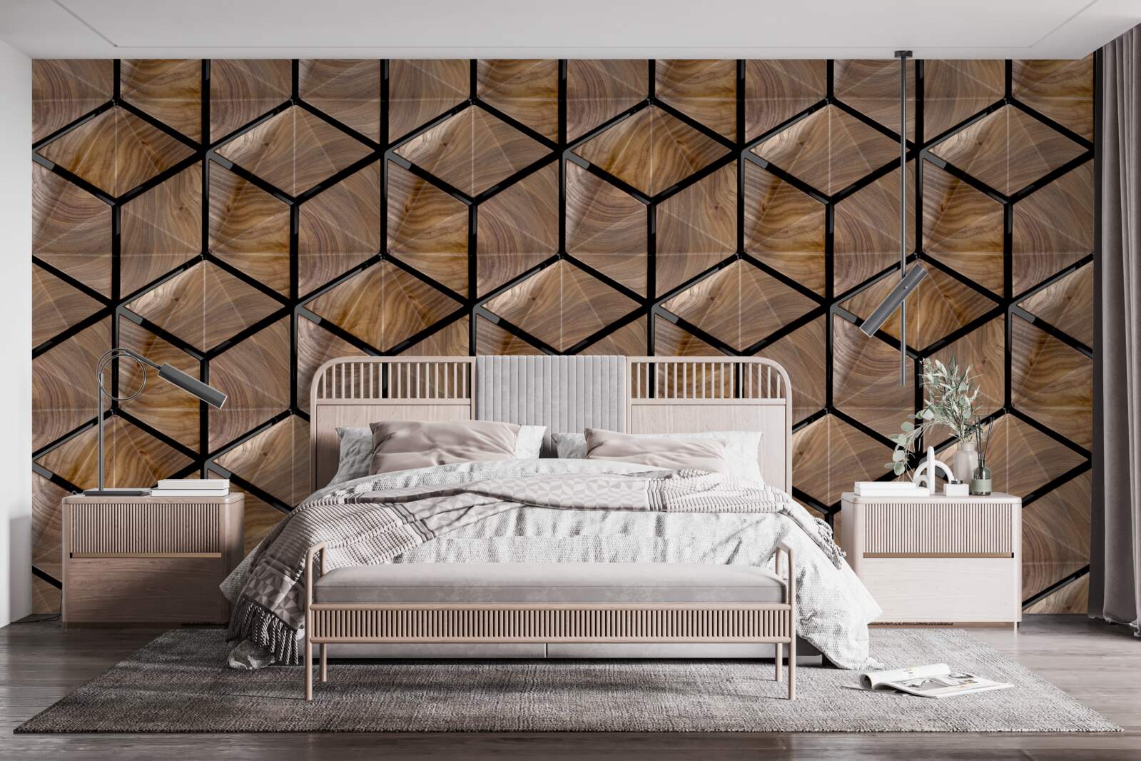 Fotobehang patronen van geometrische vormen op het parket