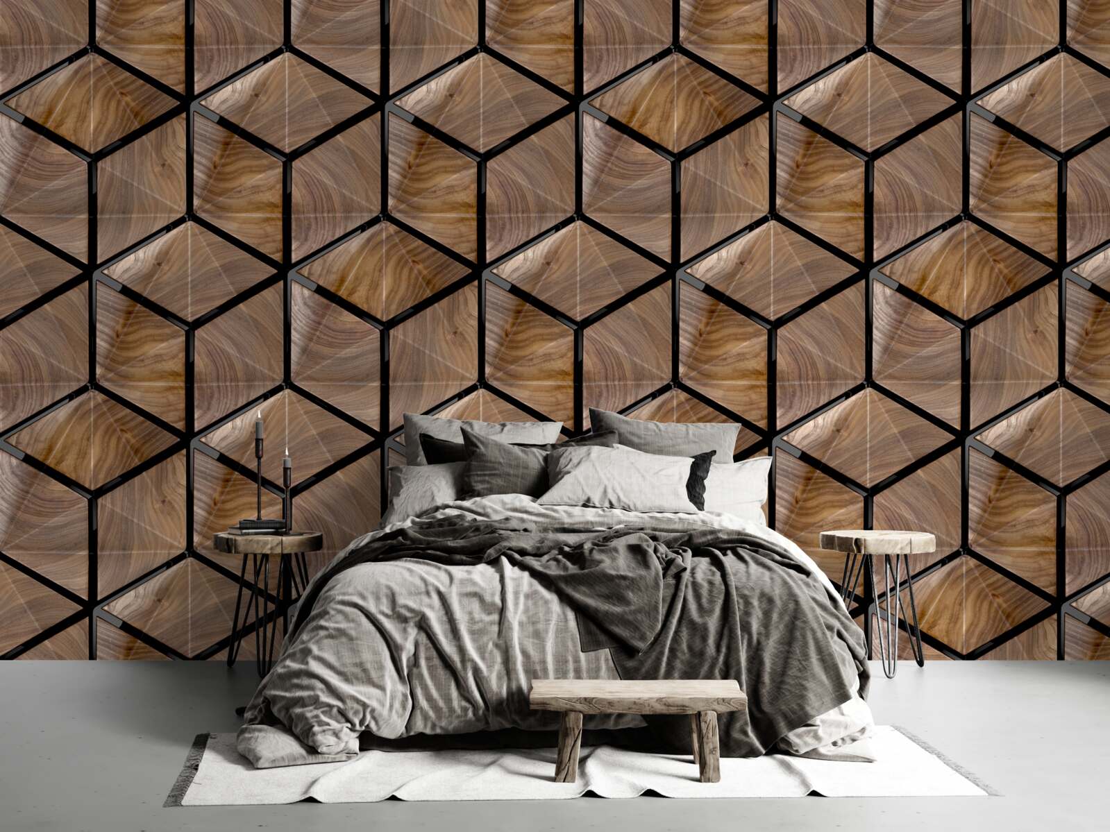 Fotobehang patronen van geometrische vormen op het parket