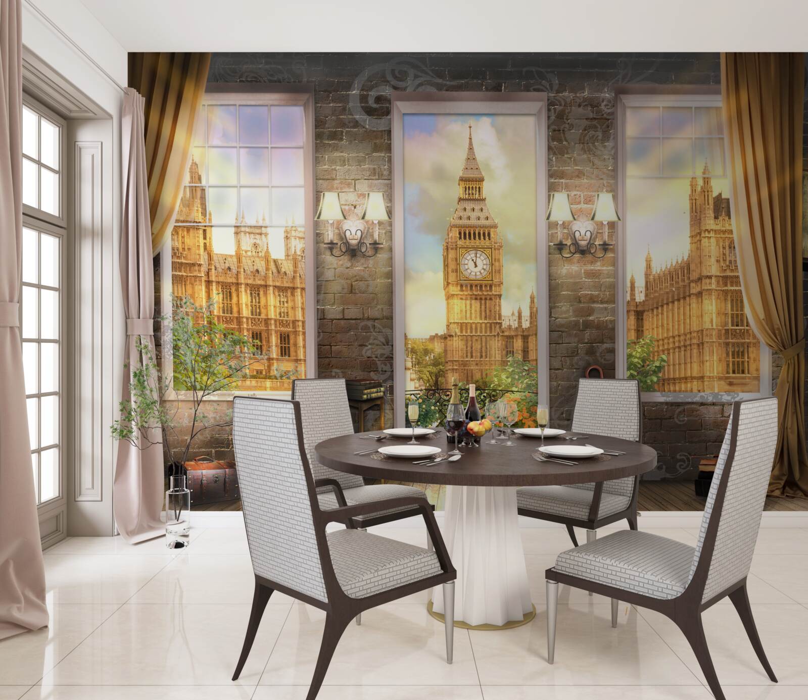 Fotobehang skyline van Londen vanuit het raam