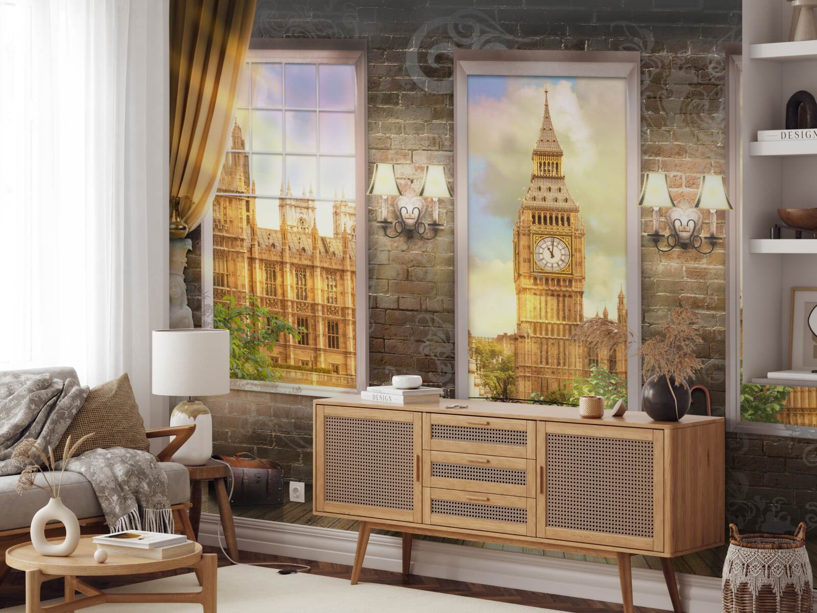 Fotobehang skyline van Londen vanuit het raam