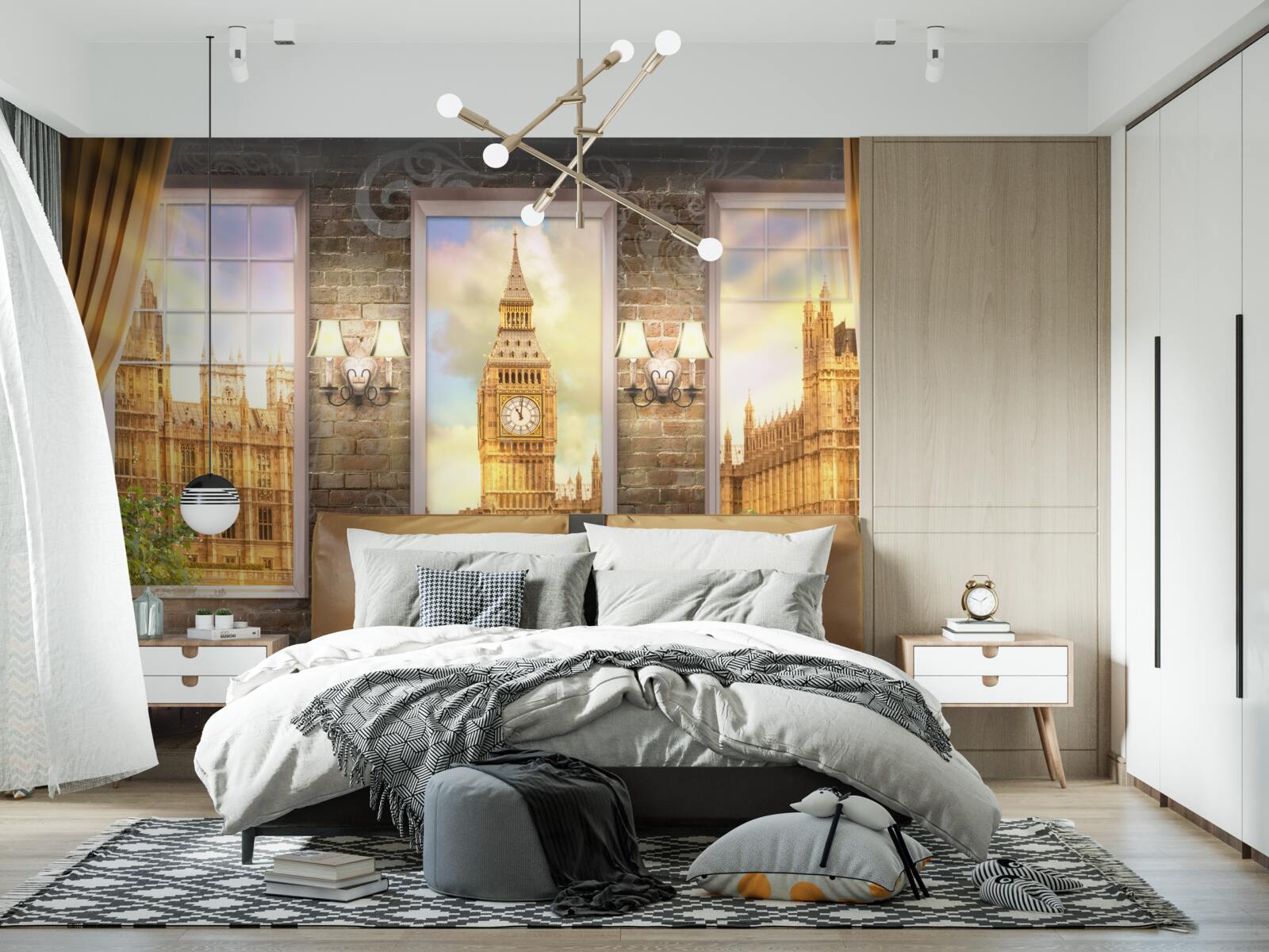 Fotobehang skyline van Londen vanuit het raam