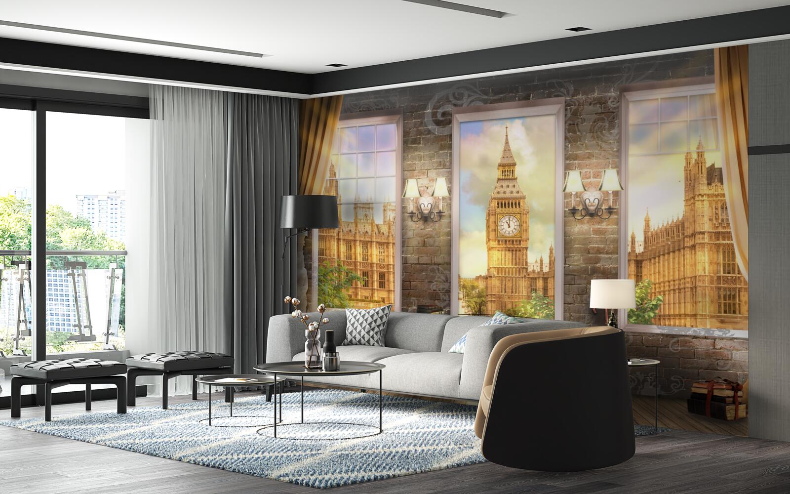 Fotobehang skyline van Londen vanuit het raam