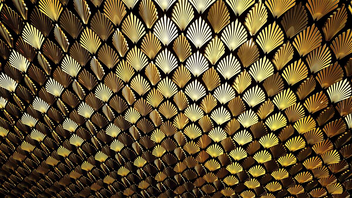 Fotobehang abstract van goud in de vorm van een varen