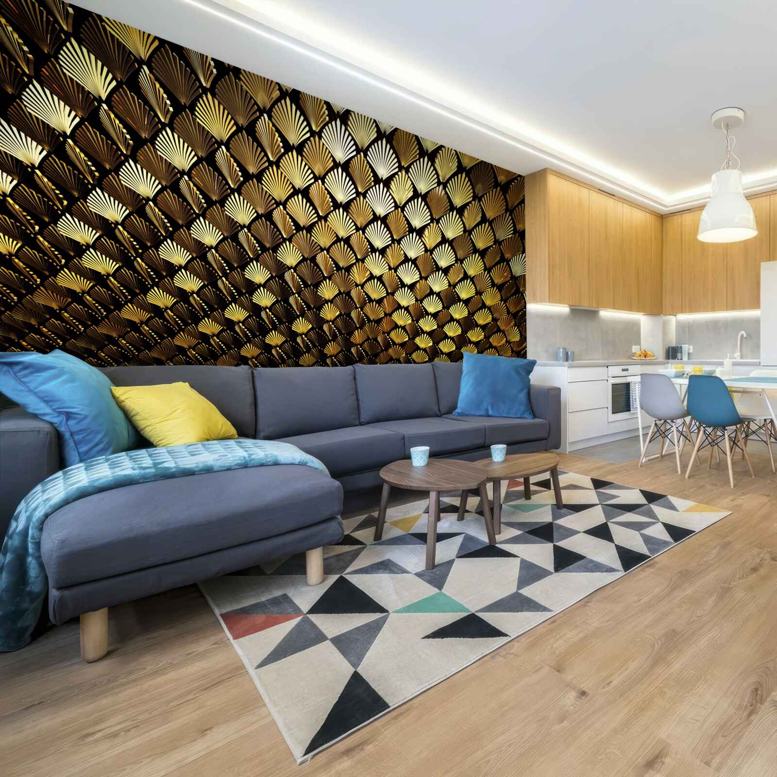 Fotobehang abstract van goud in de vorm van een varen