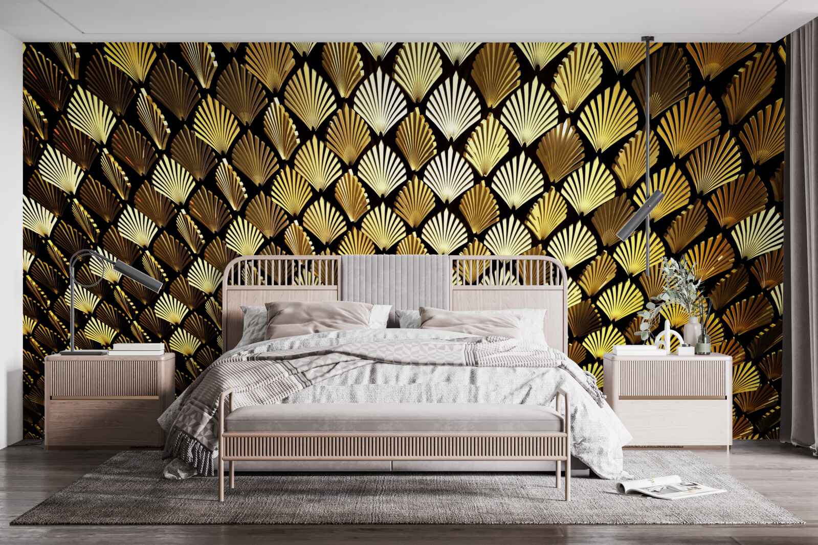 Fotobehang abstract van goud in de vorm van een varen