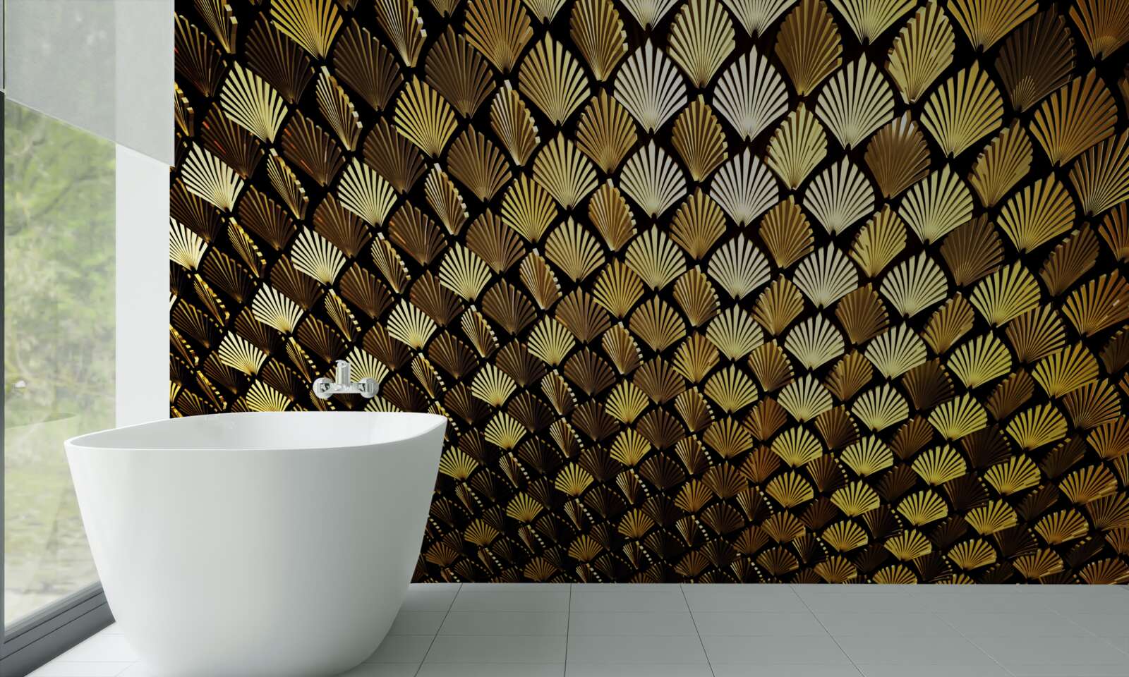 Fotobehang abstract van goud in de vorm van een varen