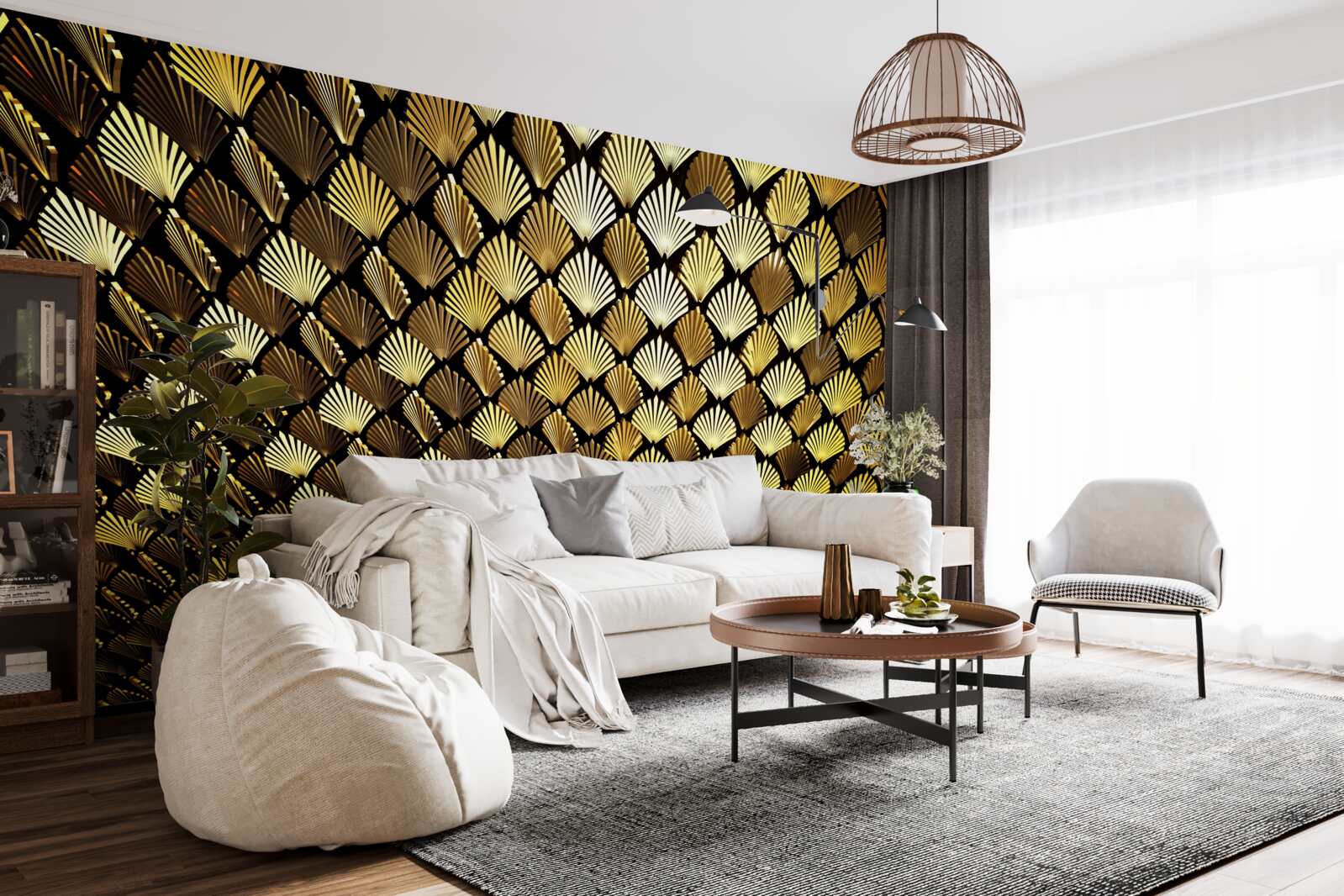 Fotobehang abstract van goud in de vorm van een varen