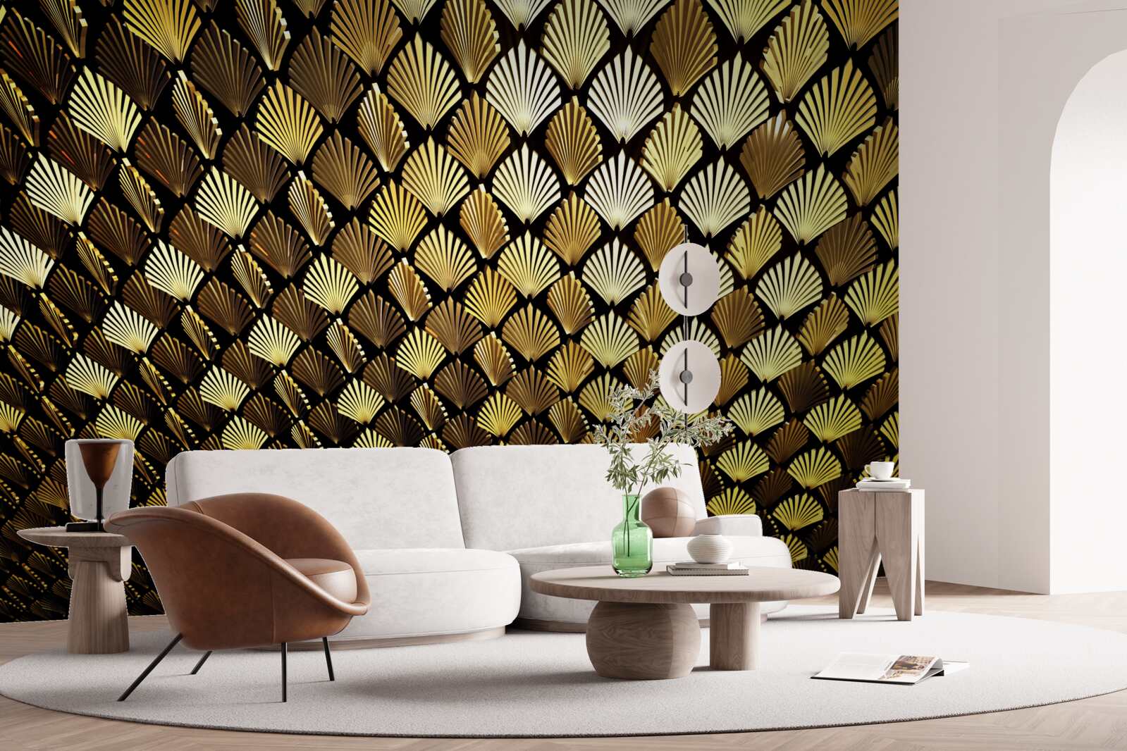 Fotobehang abstract van goud in de vorm van een varen