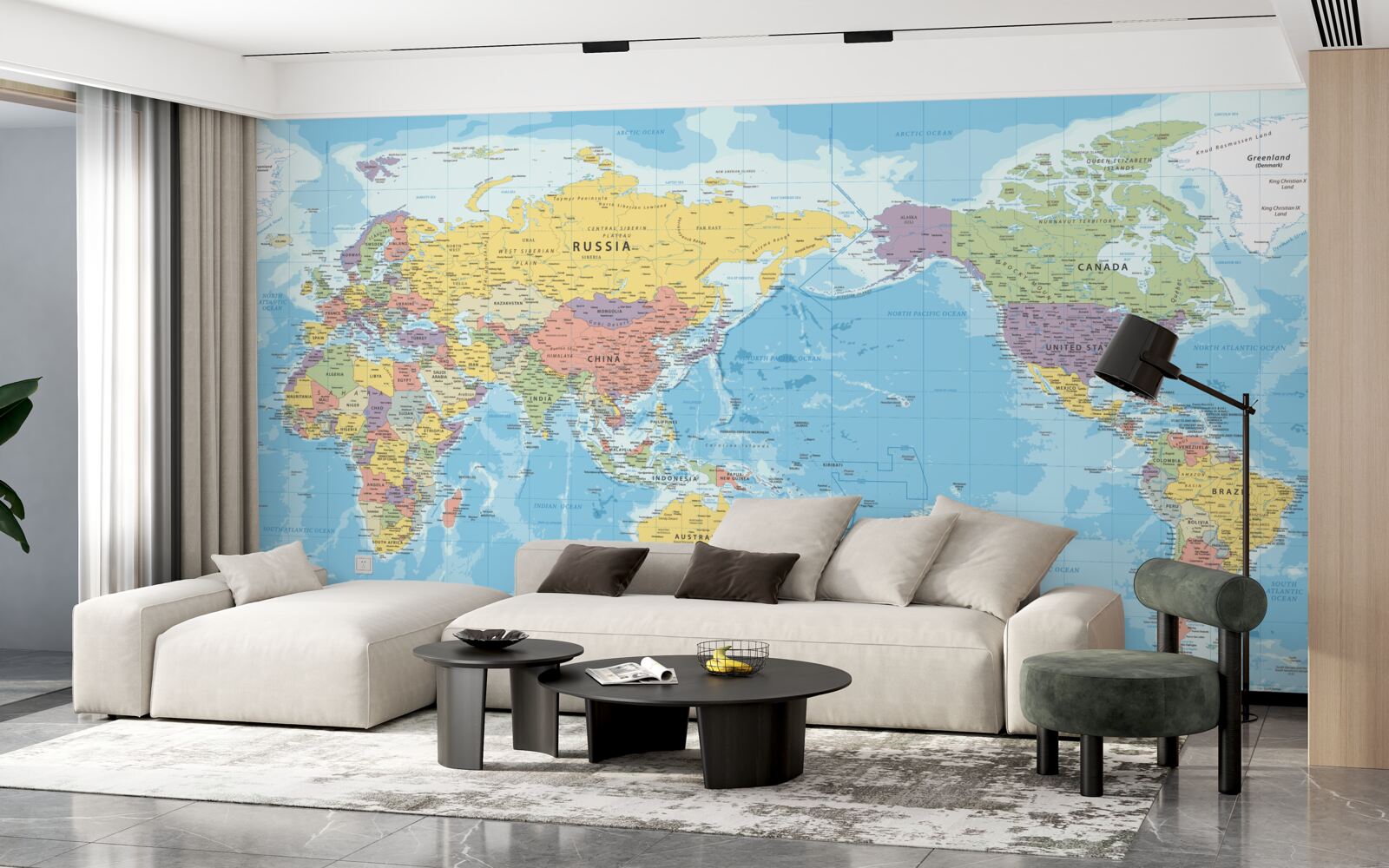 Fotobehang huidige wereldkaart vanuit politiek oogpunt