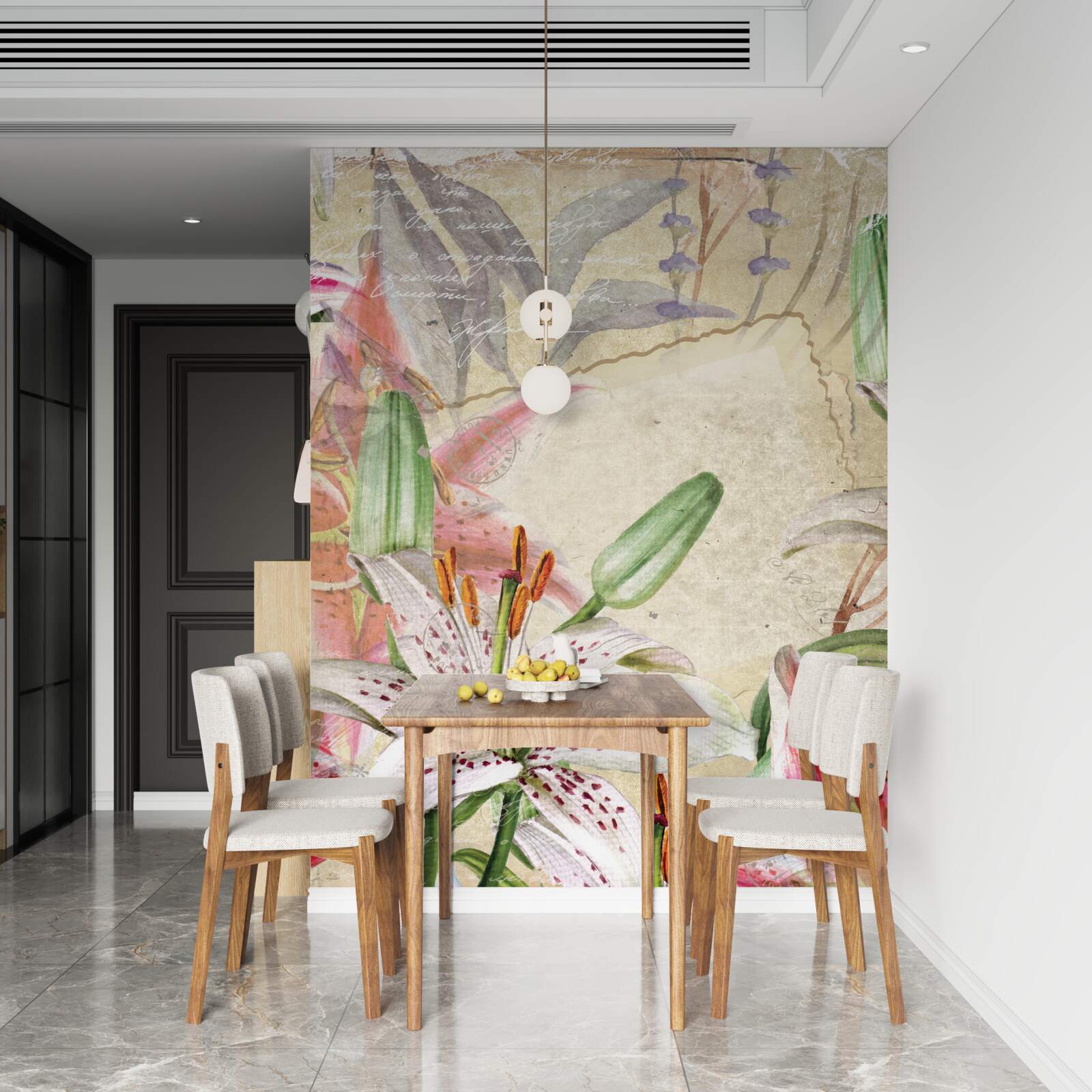 Fotobehang sneeuwwitte lelies in bloei