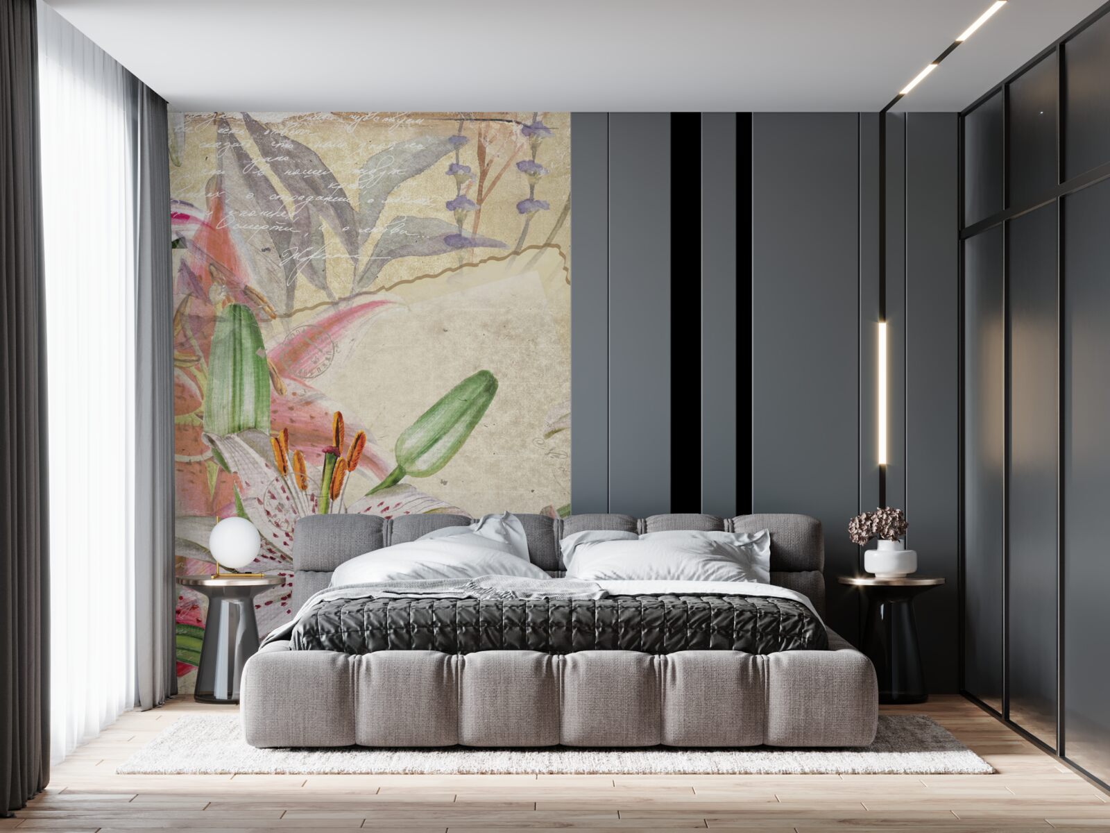 Fotobehang sneeuwwitte lelies in bloei