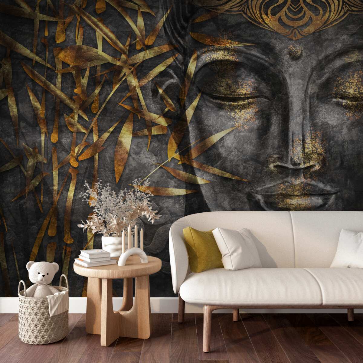 Fotobehang meisje in goud