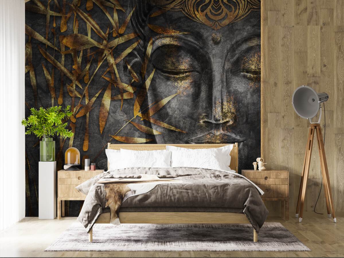 Fotobehang meisje in goud