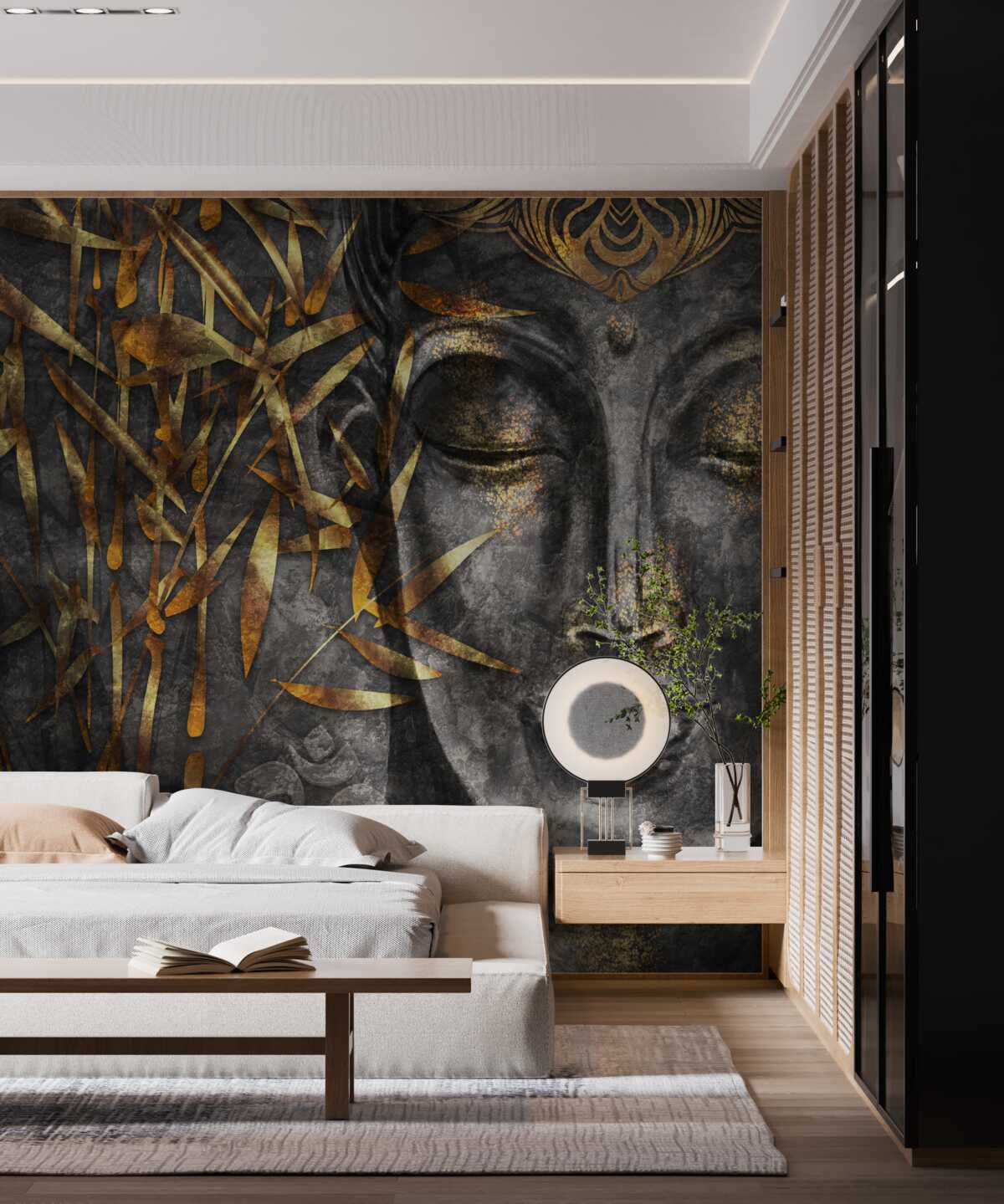 Fotobehang meisje in goud