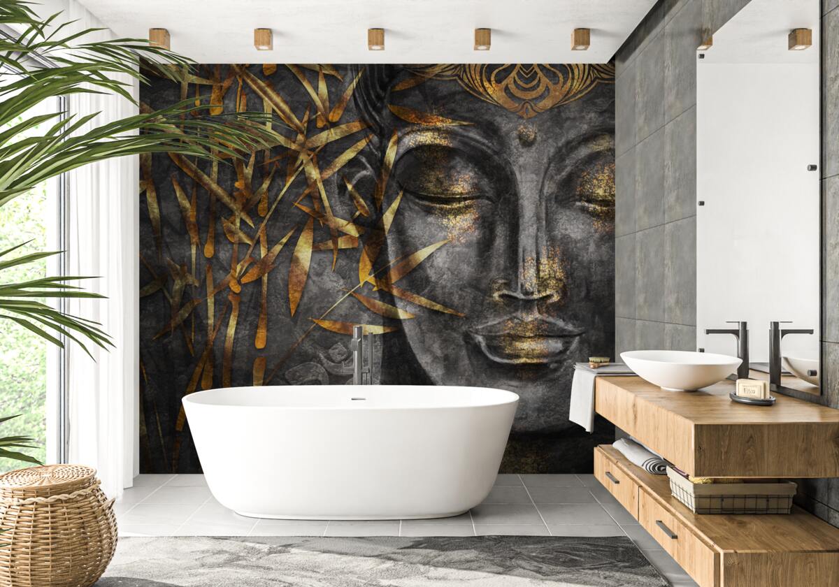 Fotobehang meisje in goud