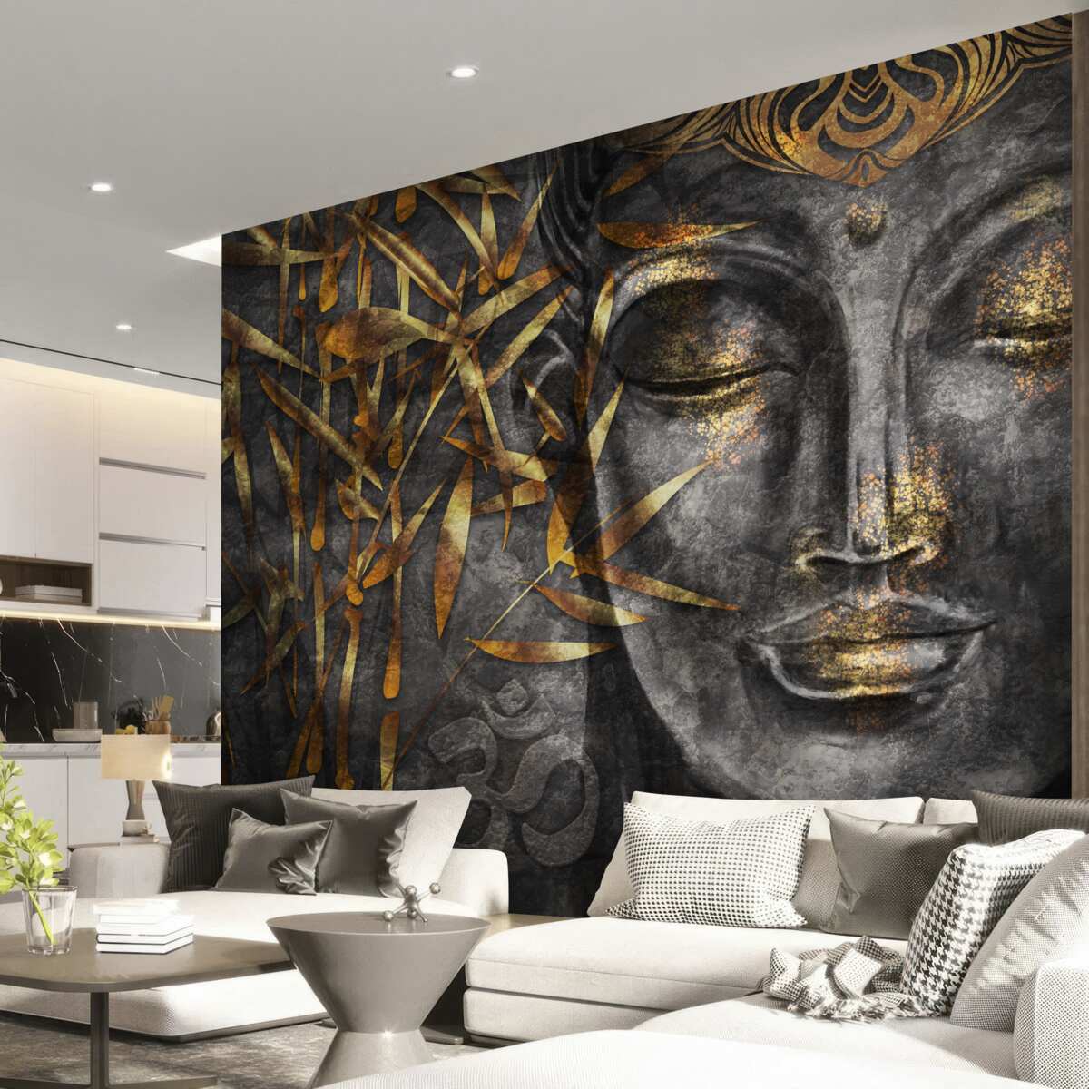 Fotobehang meisje in goud