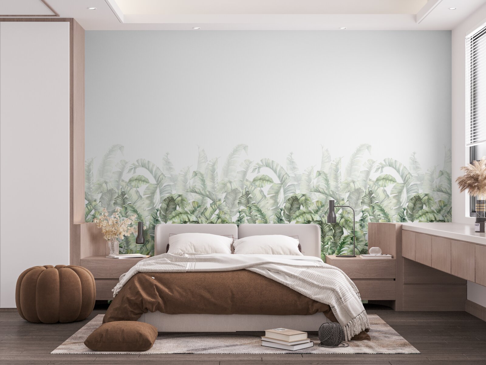 Fotobehang dichte witte varen en mist