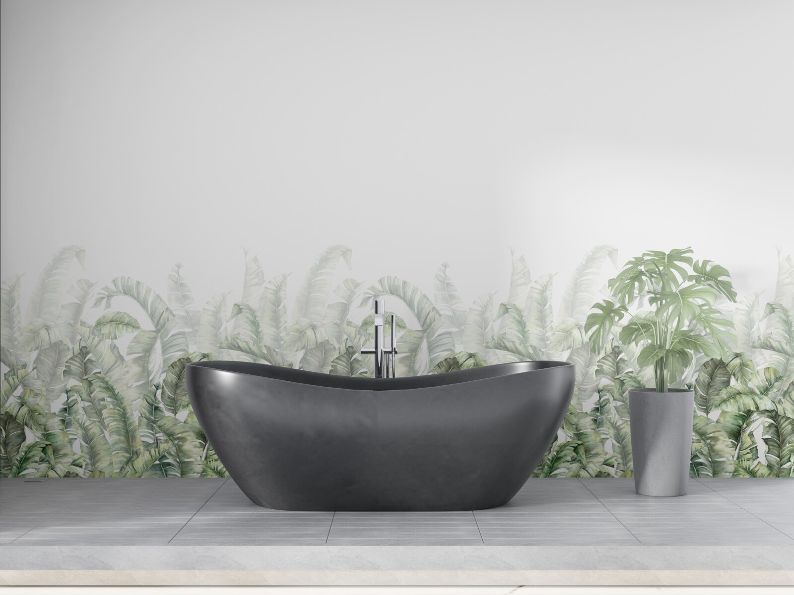 Fotobehang dichte witte varen en mist