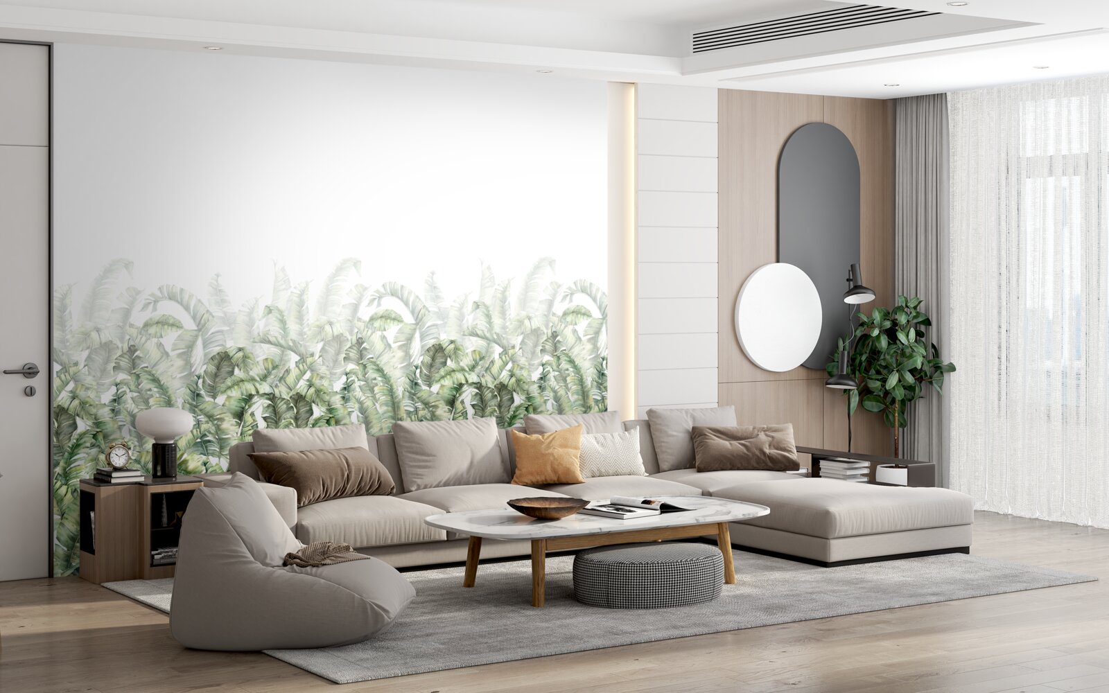 Fotobehang dichte witte varen en mist