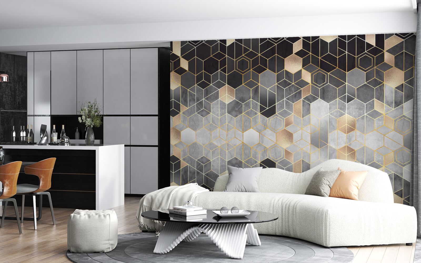 Fotobehang abstract beeld van een winterbos in mist