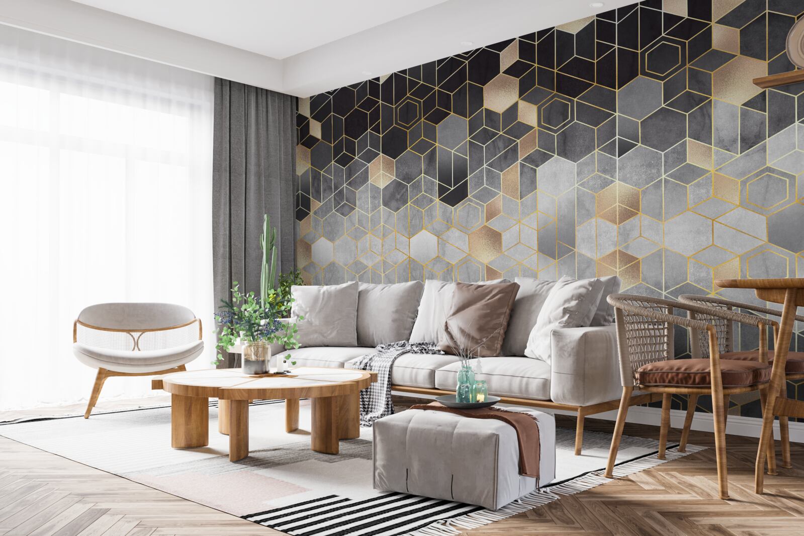 Fotobehang abstract beeld van een winterbos in mist