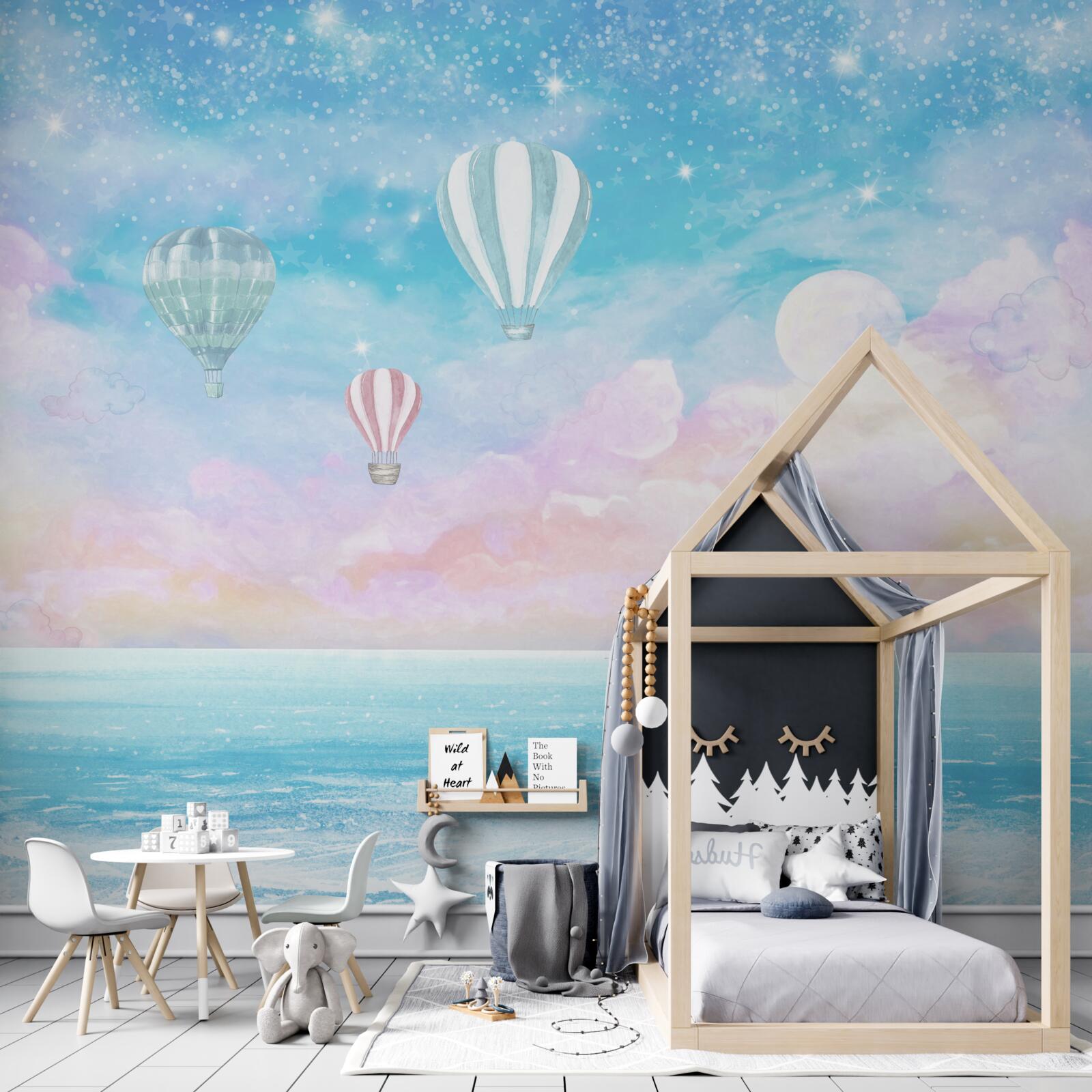 Fotobehang ballen die over boten vliegen