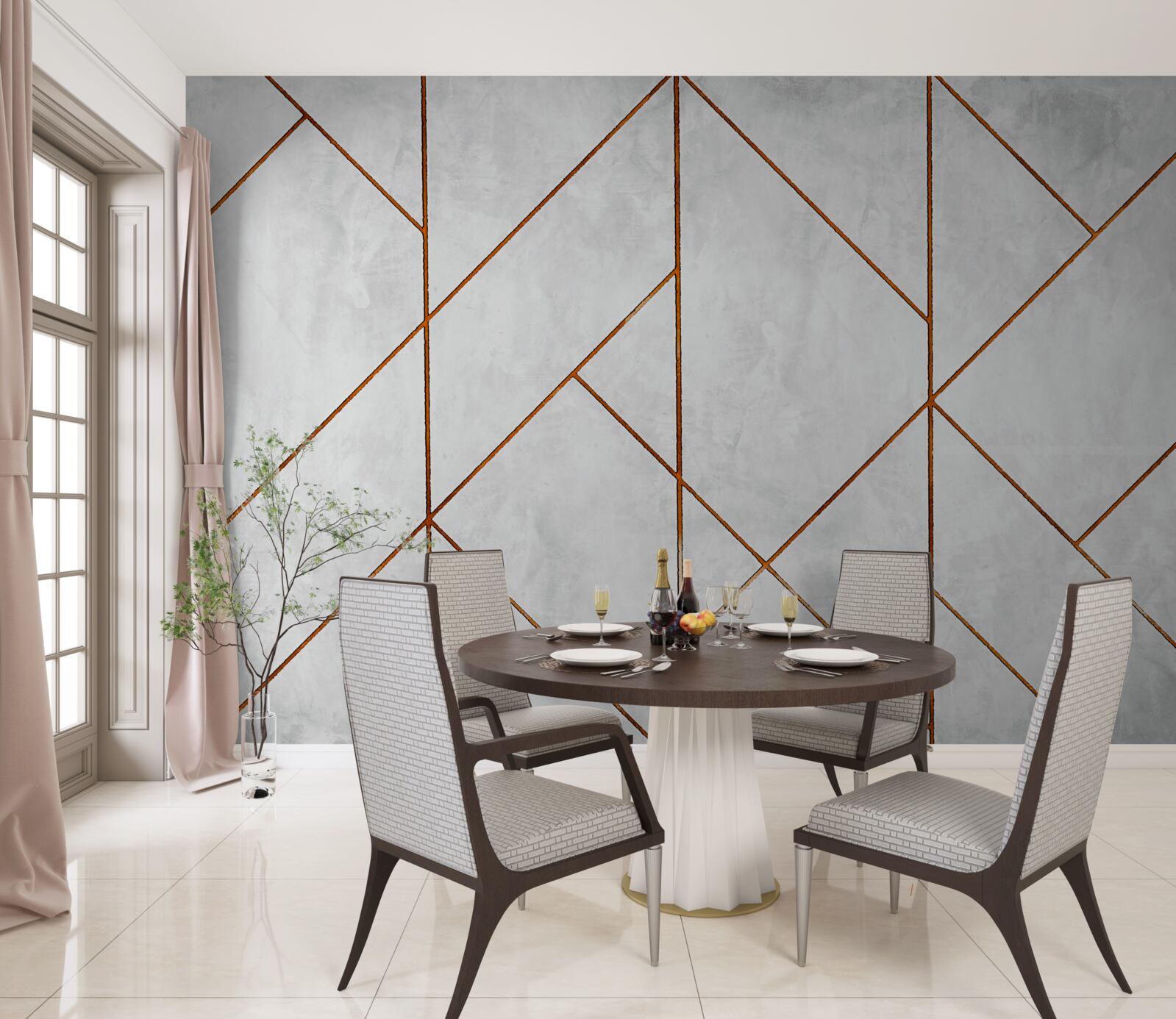 Fotobehang grijs marmer met goudaderpatroon