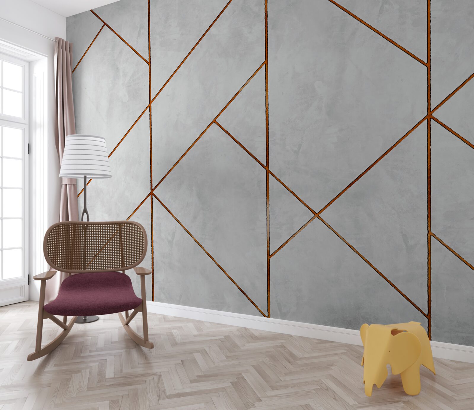 Fotobehang grijs marmer met goudaderpatroon