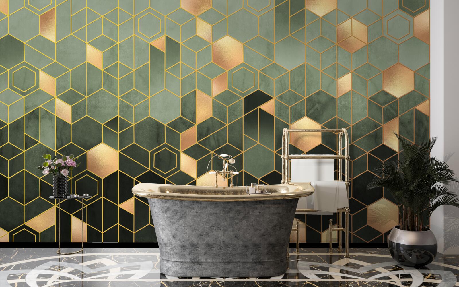 Fotobehang het bos is gehuld in nachtelijke mist, waardoor abstracte beelden ontstaan