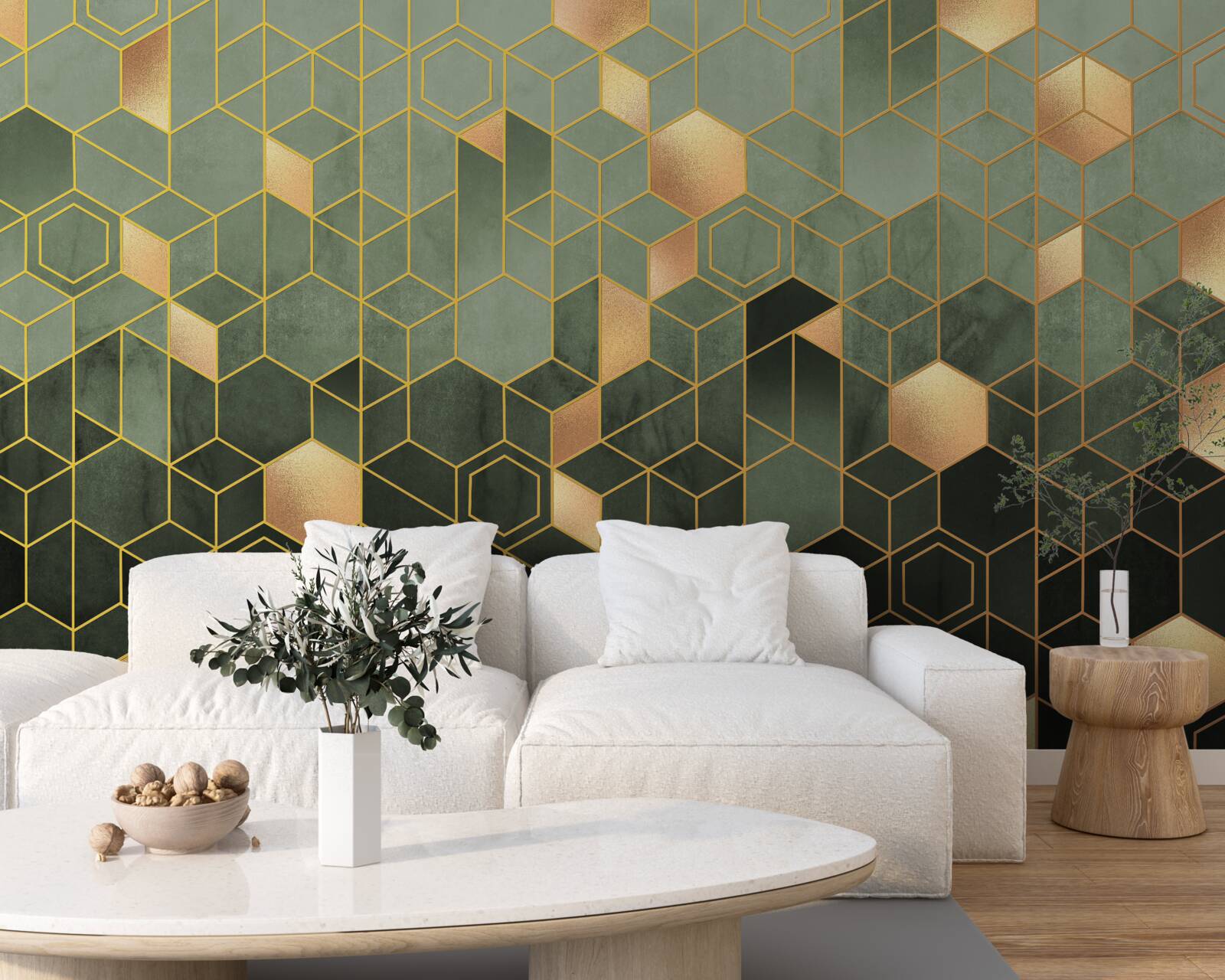 Fotobehang het bos is gehuld in nachtelijke mist, waardoor abstracte beelden ontstaan