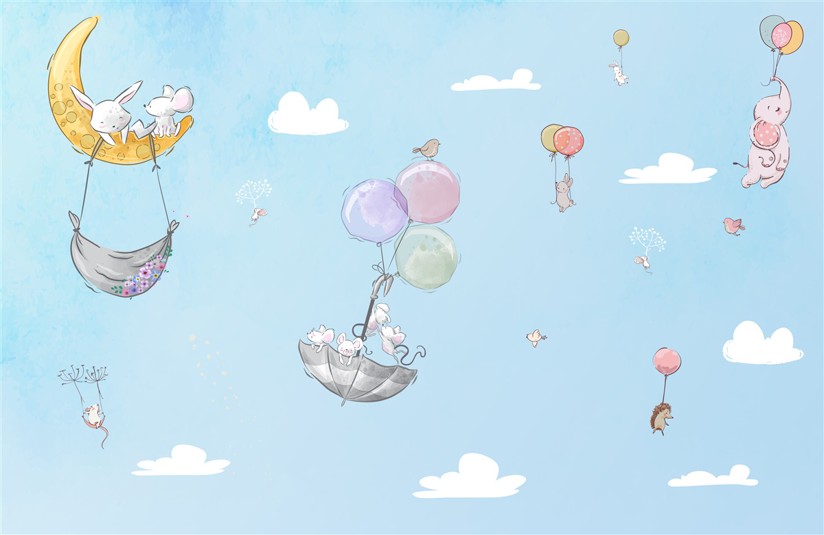 Fotobehang ballonnen en dieren