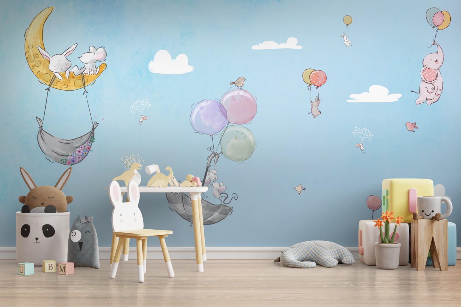 Fotobehang ballonnen en dieren