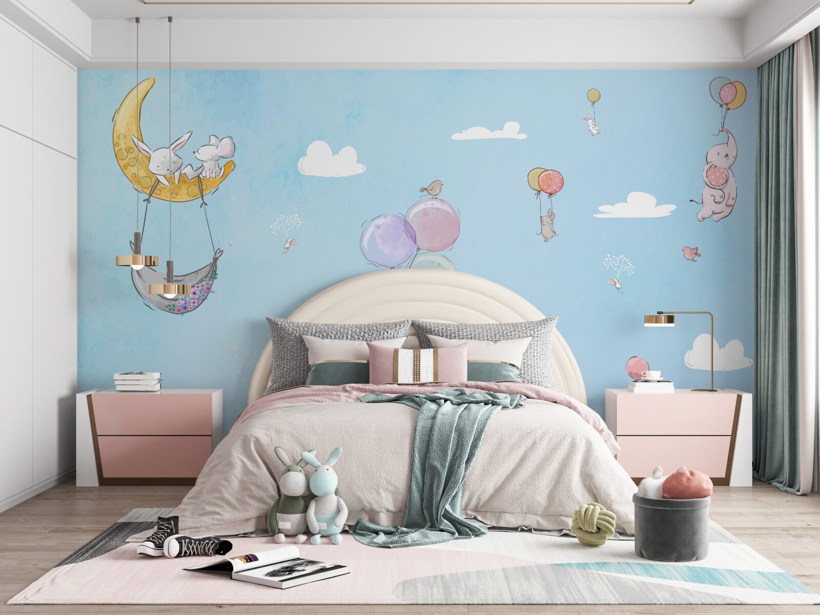 Fotobehang ballonnen en dieren