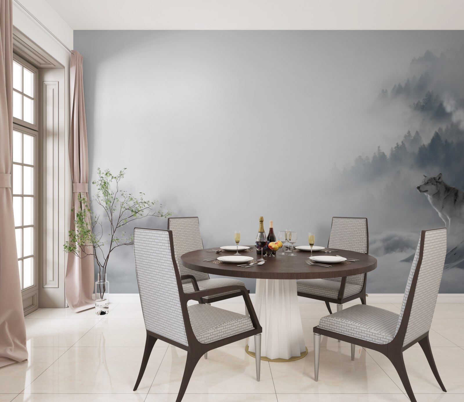 Fotobehang wolven hoor je huilen in het winterse bos