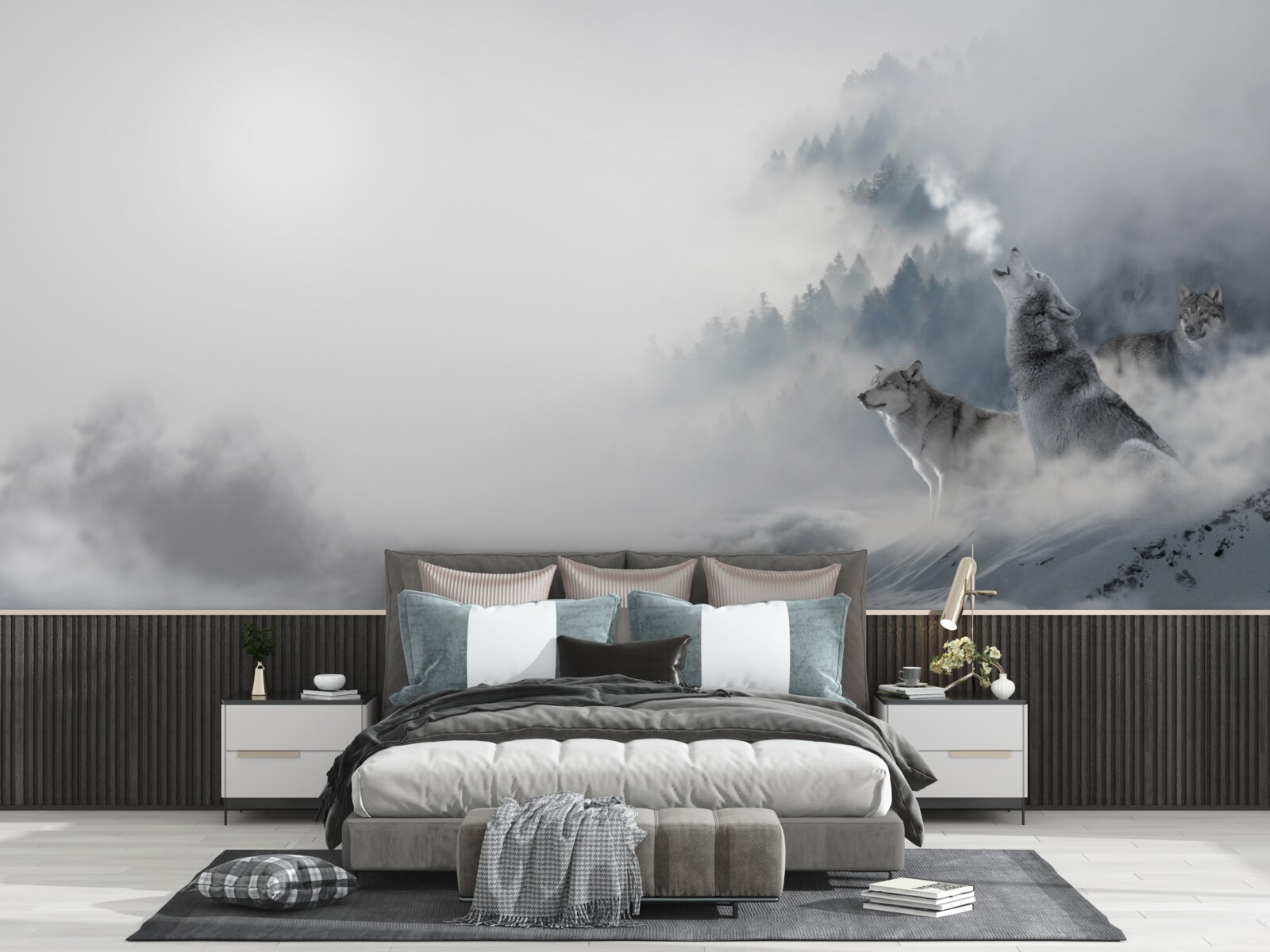 Fotobehang wolven hoor je huilen in het winterse bos