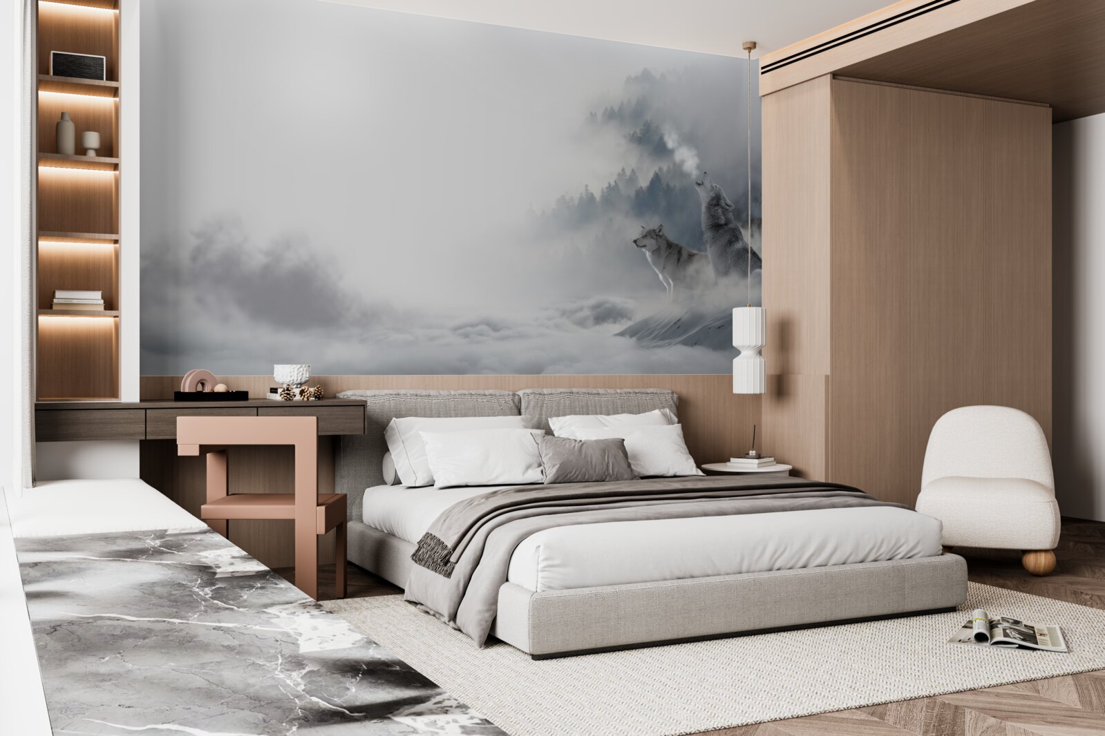 Fotobehang wolven hoor je huilen in het winterse bos