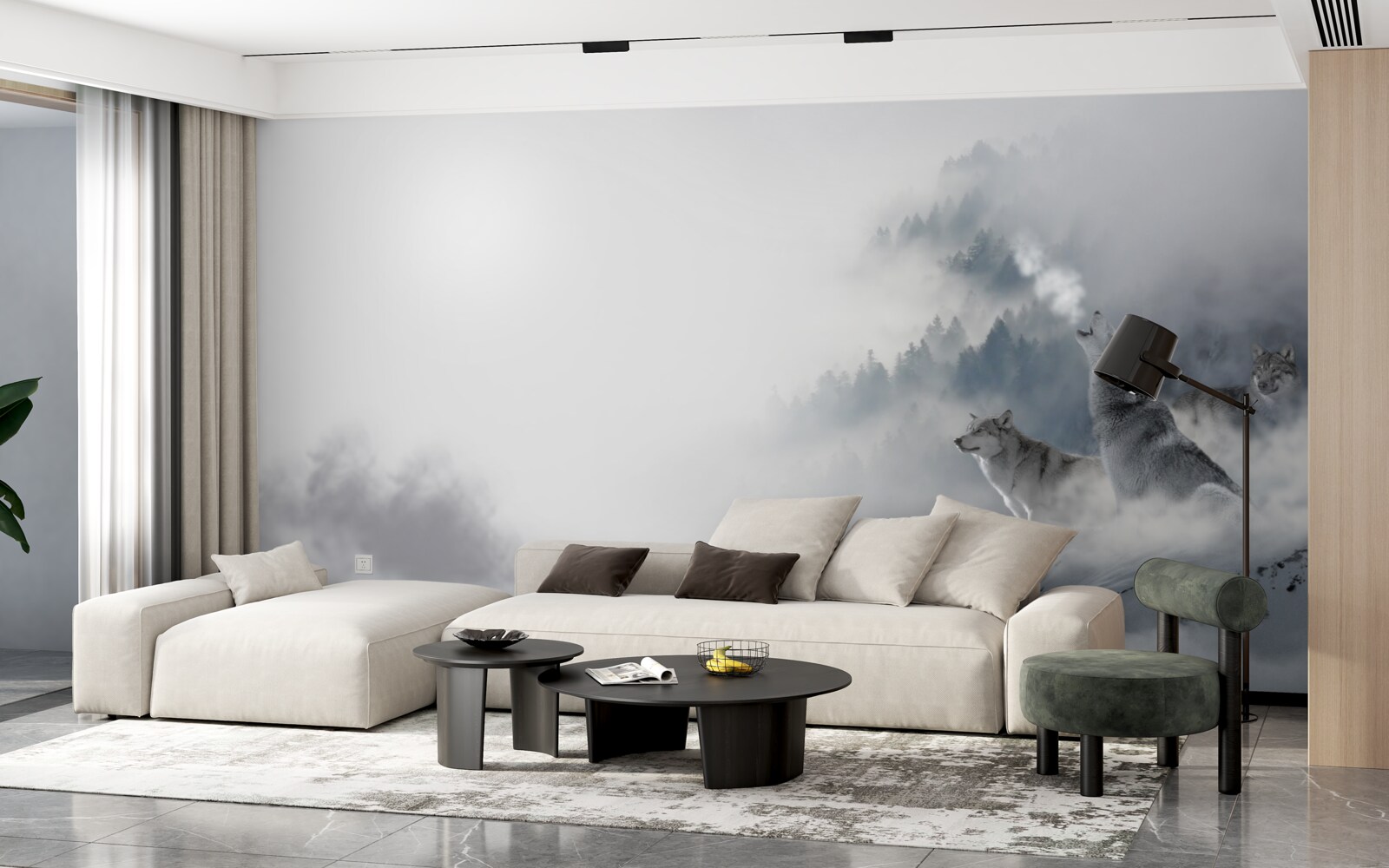 Fotobehang wolven hoor je huilen in het winterse bos