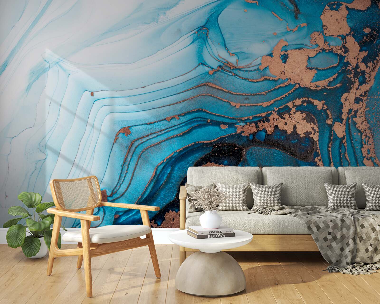 Fotobehang water komt in contact met marmeren zand