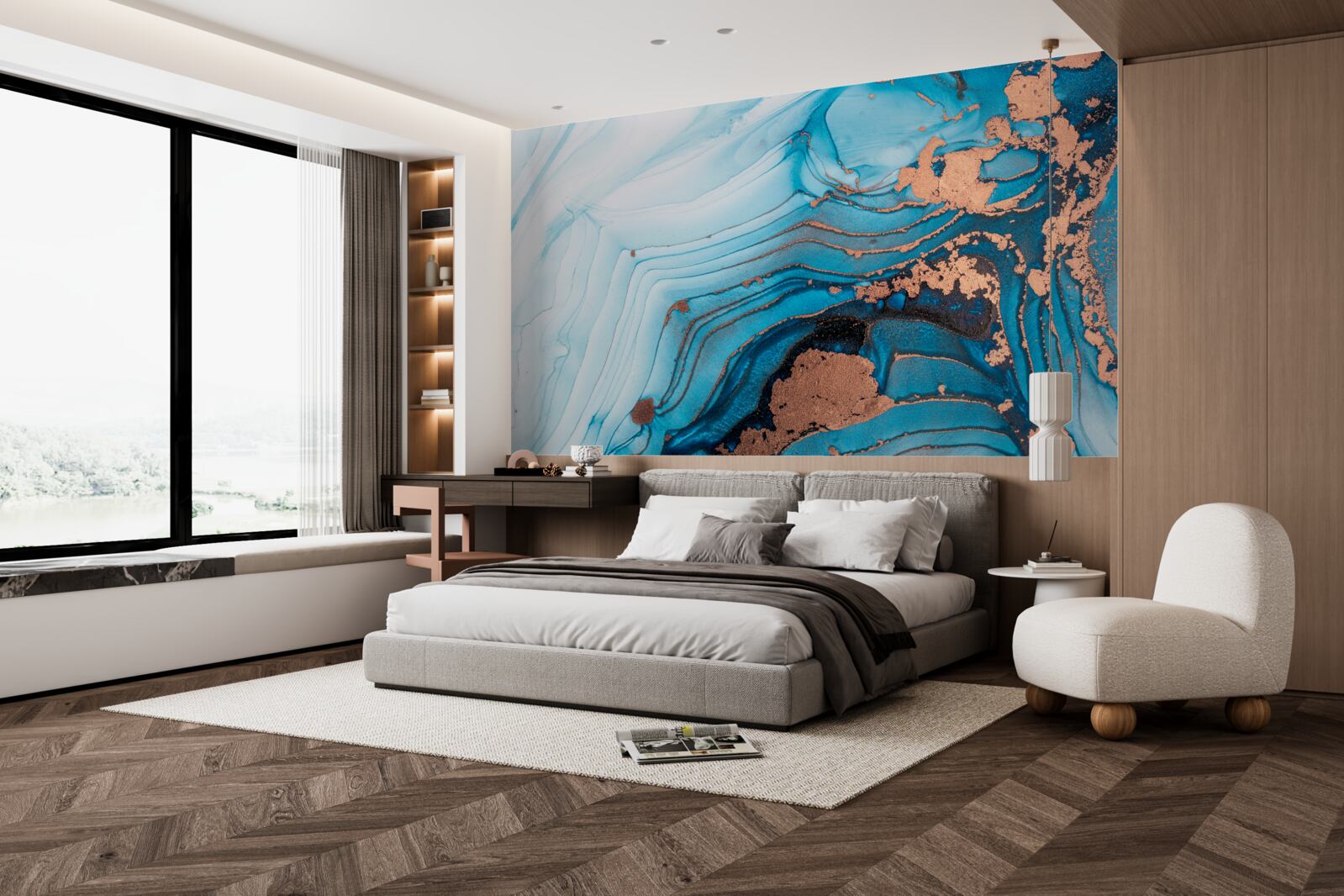 Fotobehang water komt in contact met marmeren zand